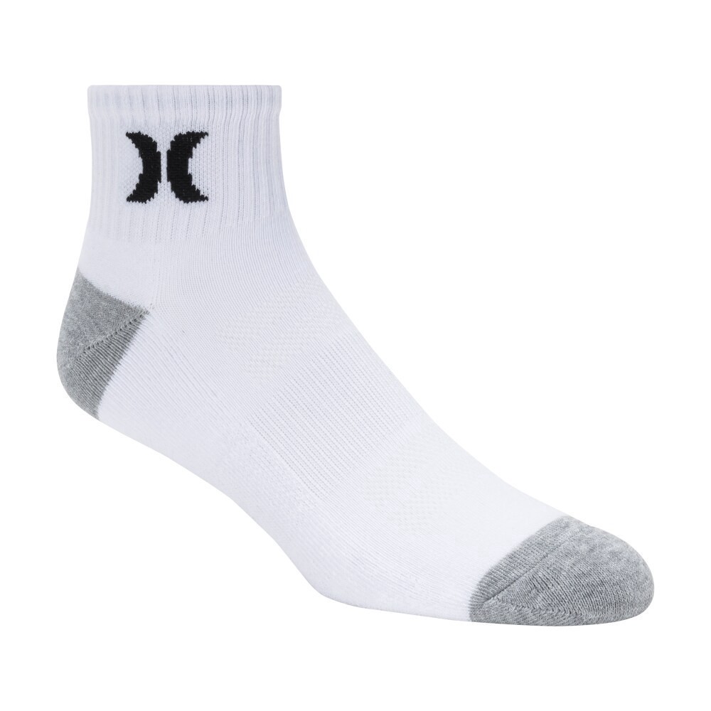 slide 2 of 3, Hurley Mens Quarter Crew Socks - White, 6 ct