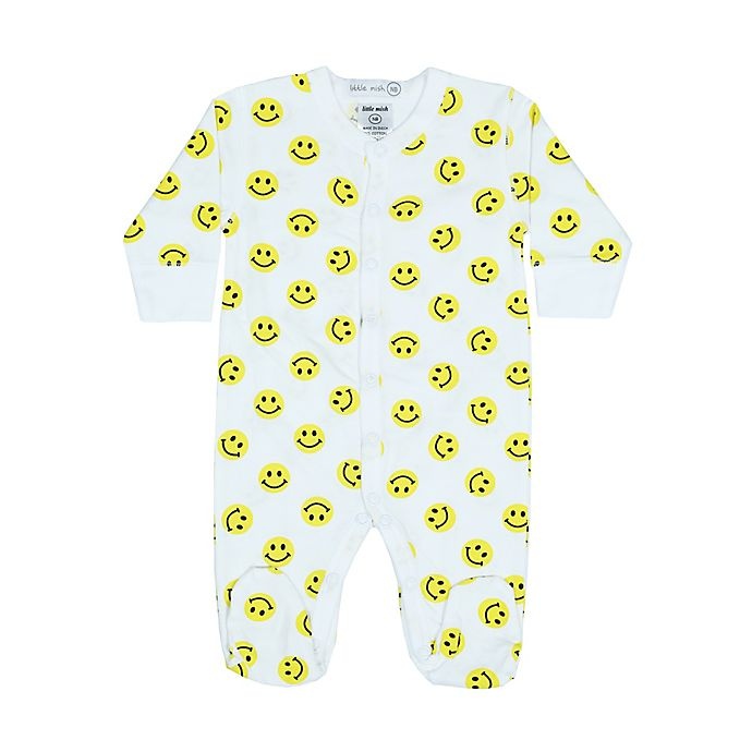 slide 1 of 1, Little Mish Newborn Happy Face Footed Coverall, 1 ct