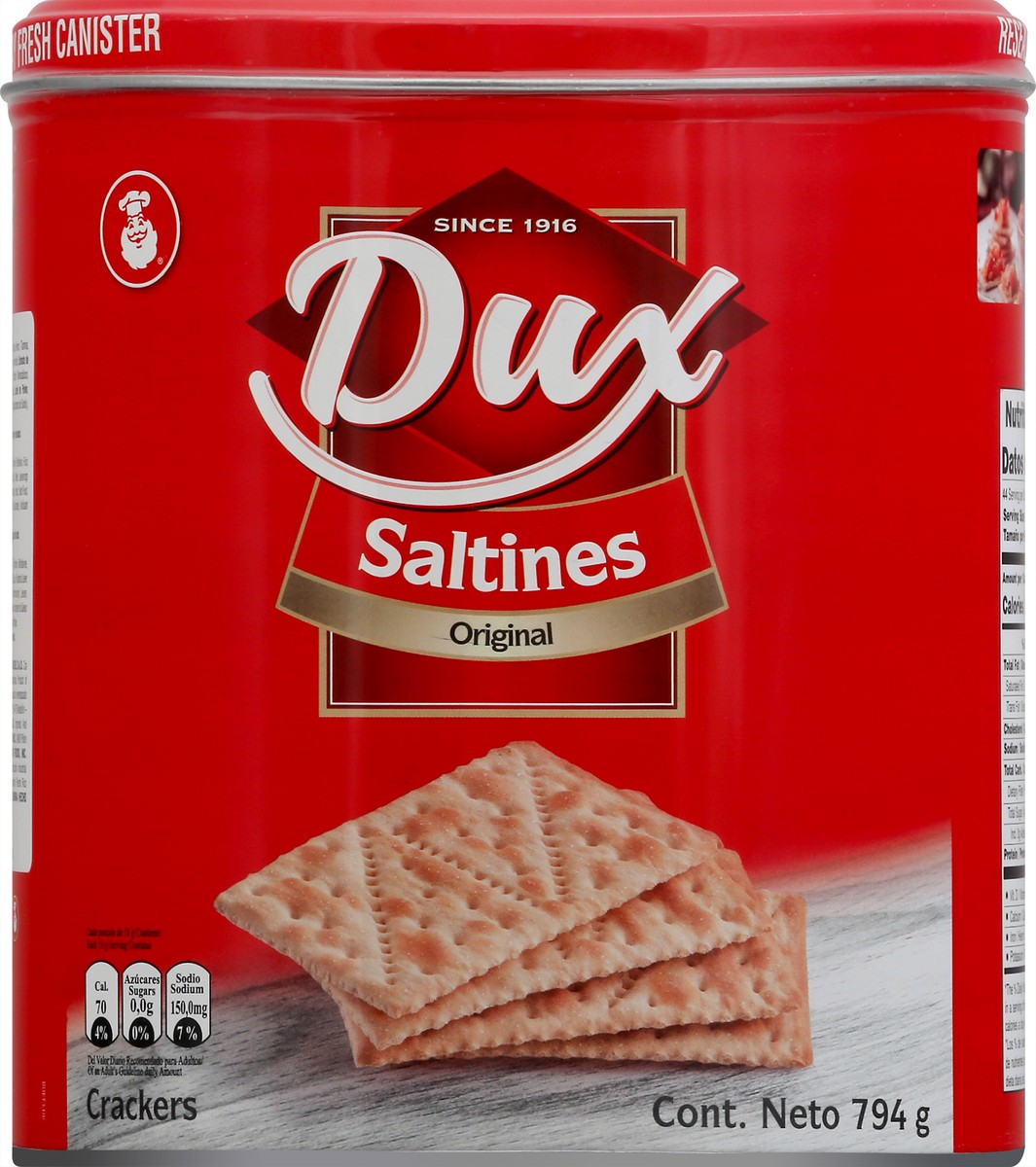 slide 13 of 13, Dux Saltin Galletas Originale (Saltine Crackers) Canister, 794 g