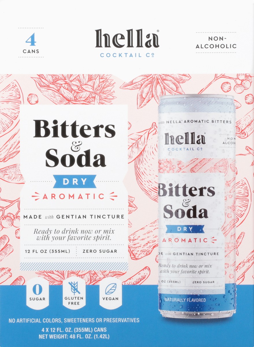 slide 12 of 13, Hella Cocktail Co. 4 Pack Dry Aromatic Bitters & Soda 4 - 12 fl oz Cans, 33.6 oz