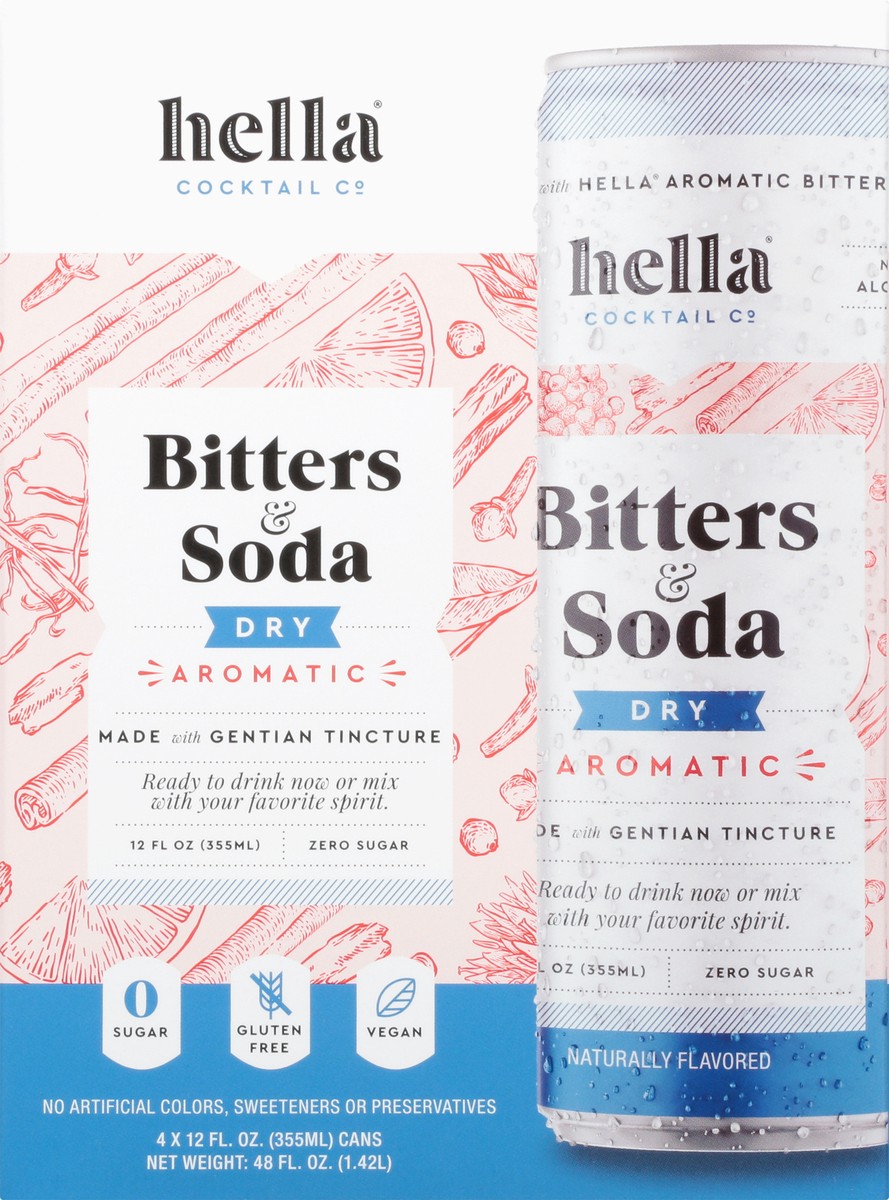 slide 10 of 13, Hella Cocktail Co. 4 Pack Dry Aromatic Bitters & Soda 4 - 12 fl oz Cans, 33.6 oz