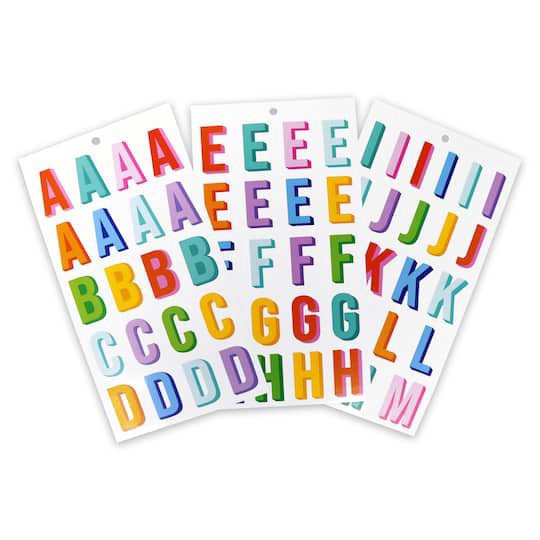 slide 1 of 7, Multicolor Vinyl Alphabet Sticker Sheets By Recollections, 6.8 in x 12.6 in