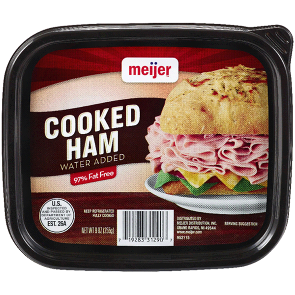 slide 1 of 2, Meijer Lunchmeat Thin Sliced Cooked Ham Tub, 9 oz