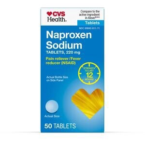 slide 1 of 1, CVS Health Naproxen Sodium Tablets 220 Mg, Pain Reliever/Fever Reducer, All Day Pain Relief, 50 Ct, 50 ct