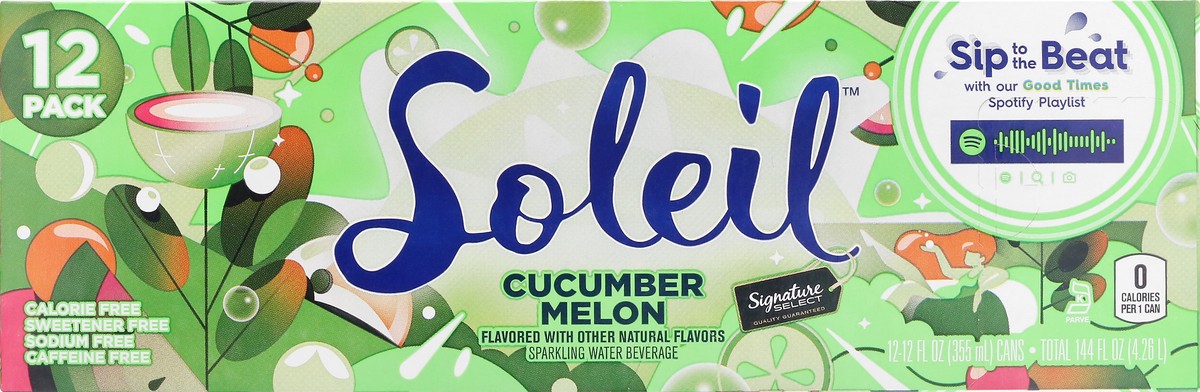 slide 3 of 13, Soleil 12 Pack Cucumber Melon Sparkling Water 12 ea - 12 ct, 12 ct; 12 fl oz