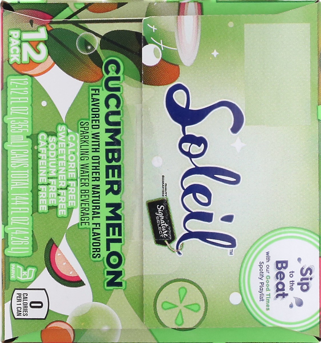 slide 6 of 13, Soleil 12 Pack Cucumber Melon Sparkling Water 12 ea - 12 ct, 12 ct; 12 fl oz