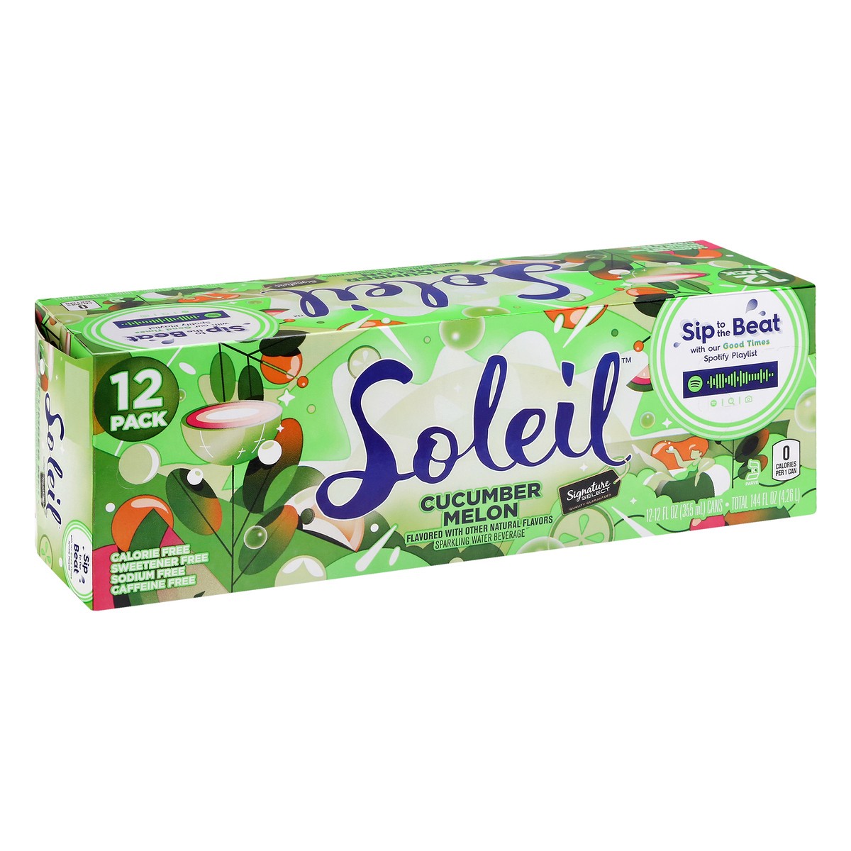 slide 4 of 13, Soleil 12 Pack Cucumber Melon Sparkling Water 12 ea - 12 ct, 12 ct; 12 fl oz