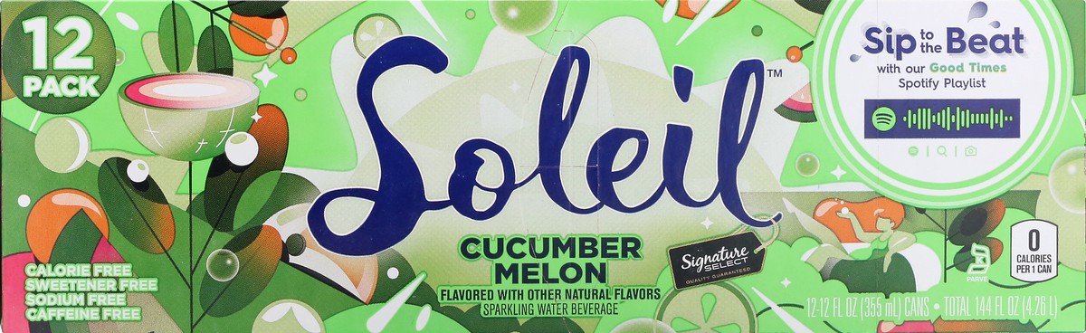 slide 7 of 13, Soleil 12 Pack Cucumber Melon Sparkling Water 12 ea - 12 ct, 12 ct; 12 fl oz