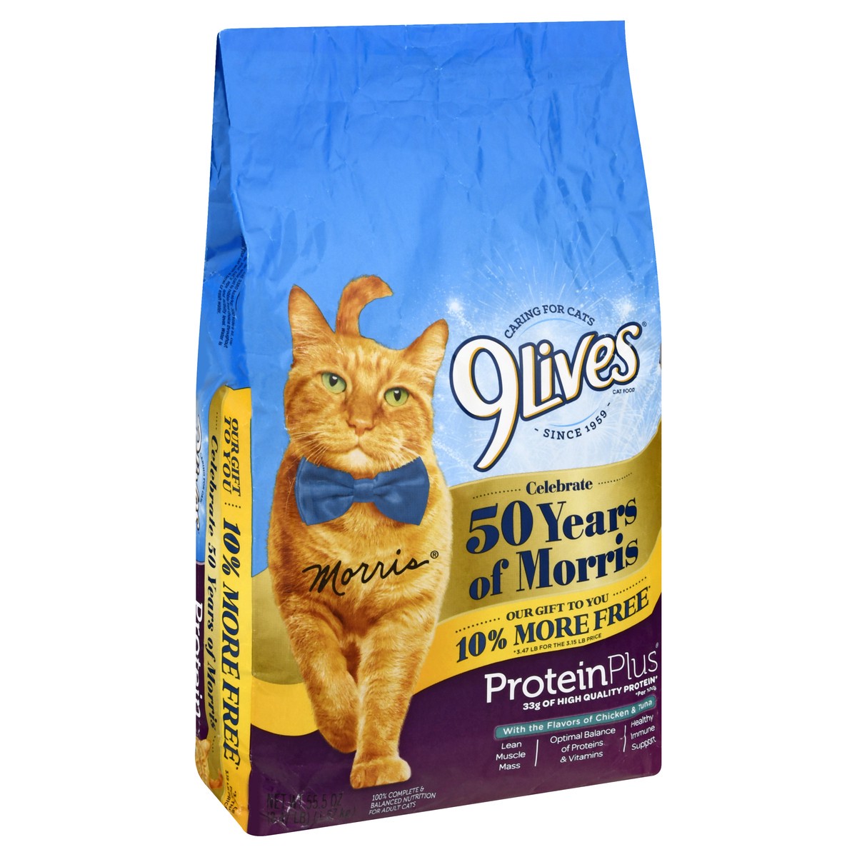 slide 2 of 9, 9Lives Protein Plus Dry Cat Food with Flavors of Chicken & Tuna, 3.47 lb