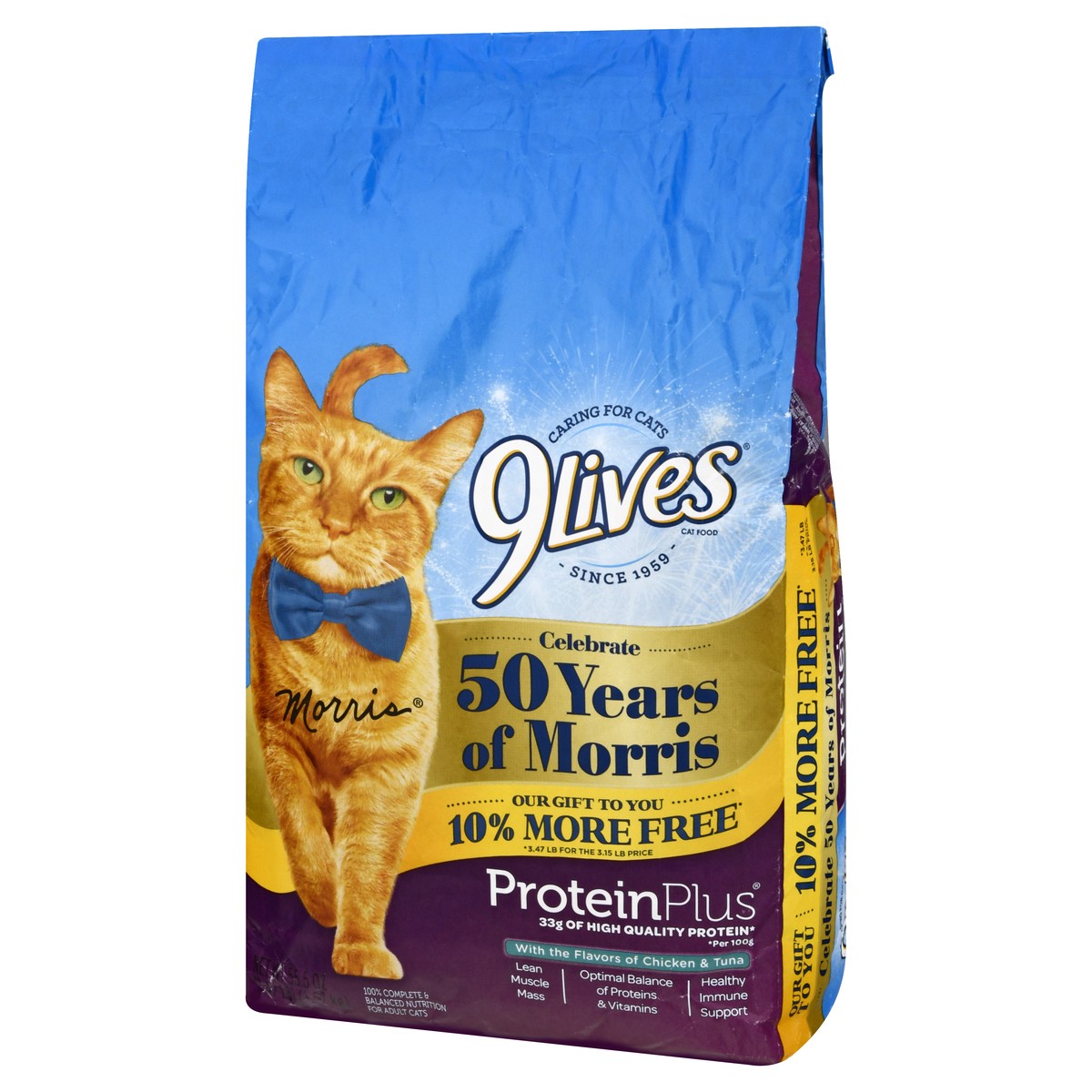 slide 3 of 9, 9Lives Protein Plus Dry Cat Food with Flavors of Chicken & Tuna, 3.47 lb