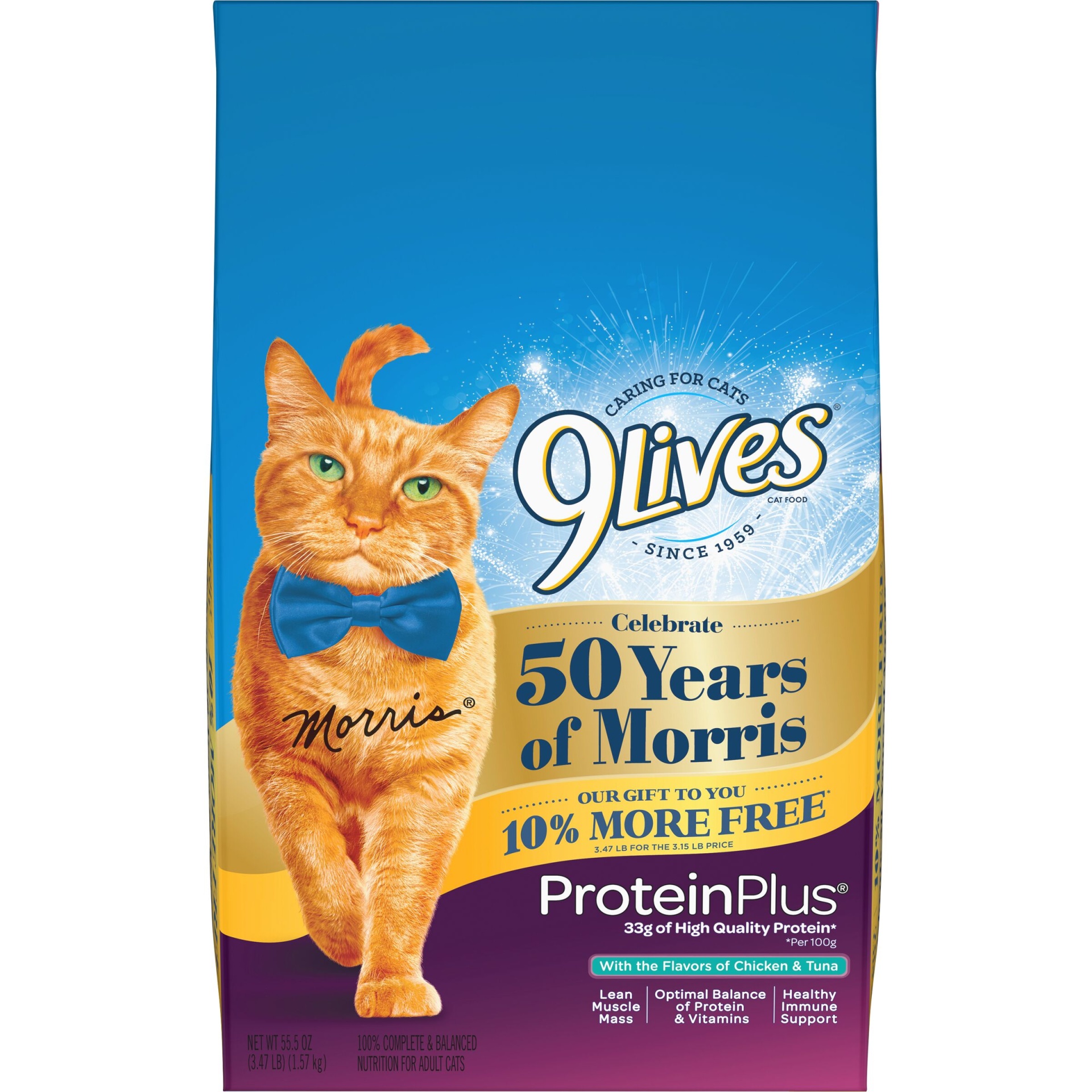 slide 1 of 1, 9Lives Protein Plus Dry Cat Food with Flavors of Chicken & Tuna, 3.47 lb