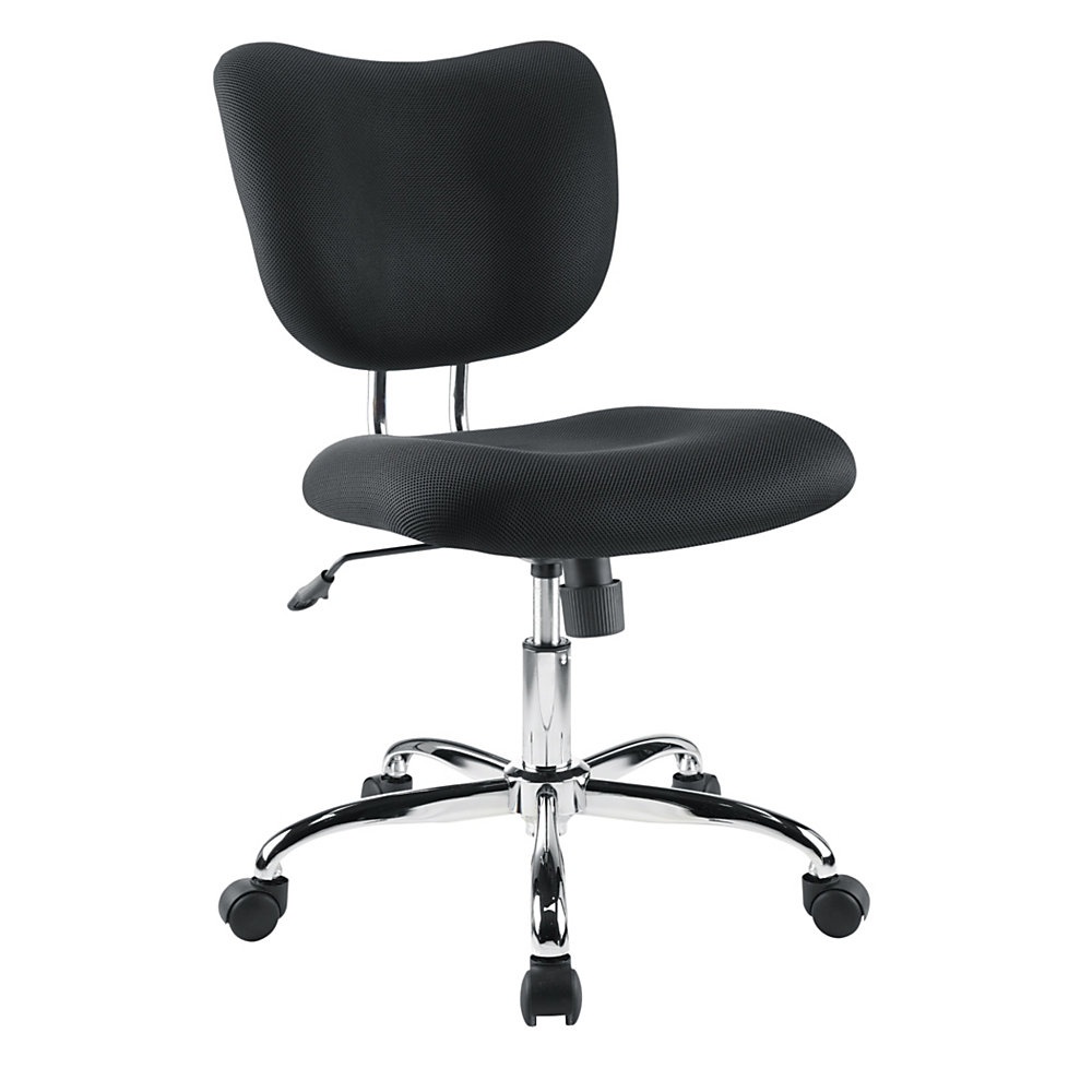 slide 1 of 5, Brenton Studio Jancy Mesh Fabric Low-Back Task Chair, Black/Chrome, 1 ct