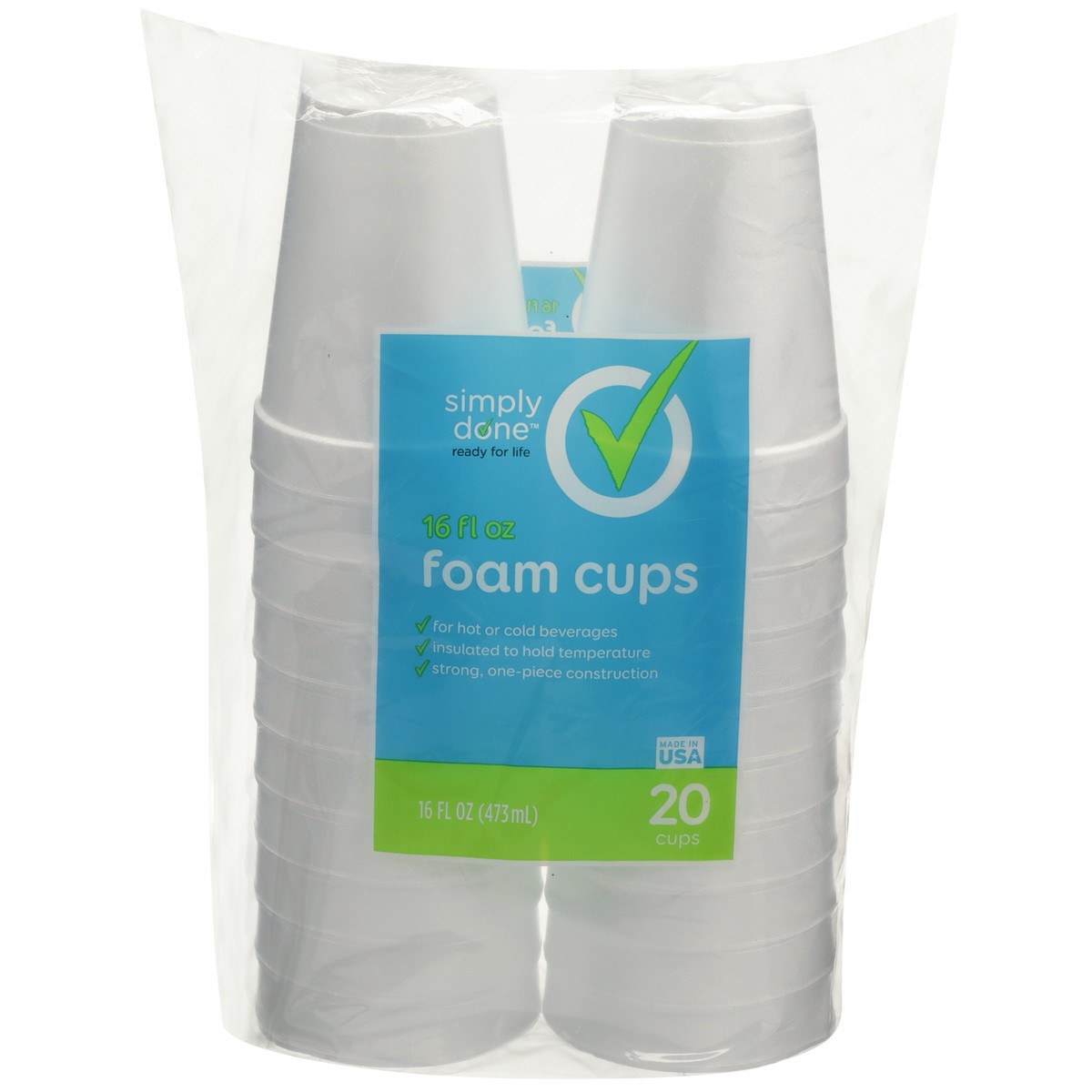 slide 1 of 9, Simply Done 16 fl oz Foam Cups 20 Each, 20 ct