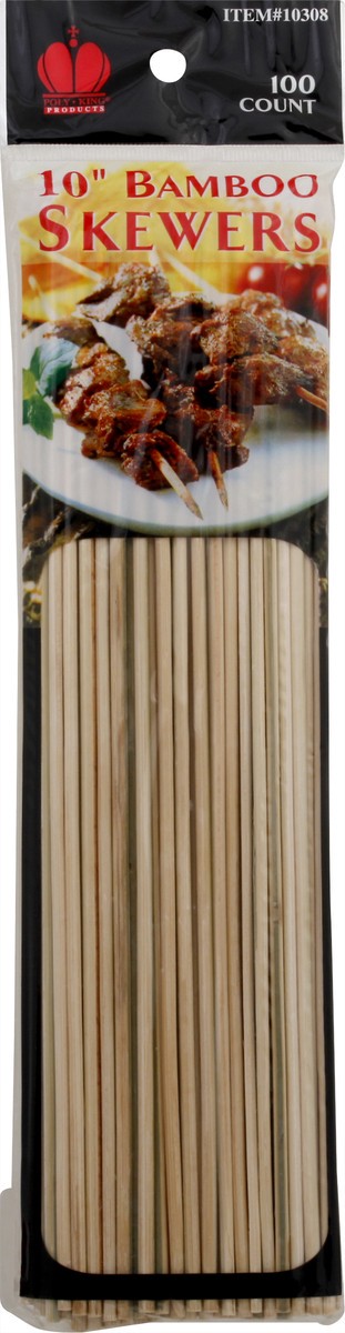 slide 1 of 11, Poly King Bamboo 10 Inch Skewers 100 ea, 100 ct