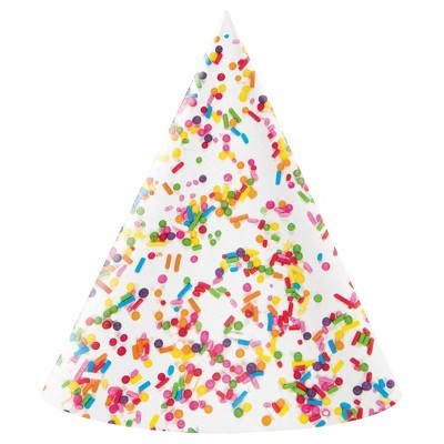 slide 1 of 1, Confetti Sprinkles Party Hat, 8 ct