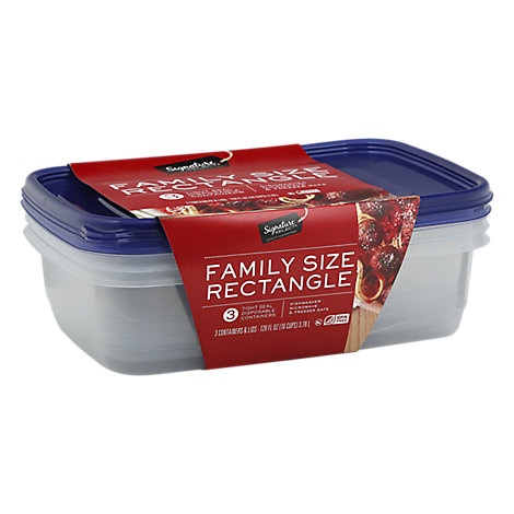 slide 1 of 1, Signature Select Container Storage Tight Seal Bpa Free Family Size, 3 ct