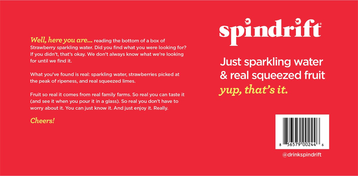 slide 4 of 7, Spindrift 12 oz. Strawberry Sparkling Water 8pk, 8 ct