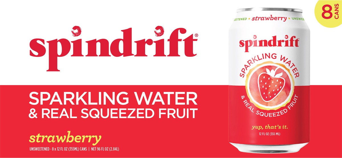 slide 3 of 7, Spindrift 12 oz. Strawberry Sparkling Water 8pk, 8 ct