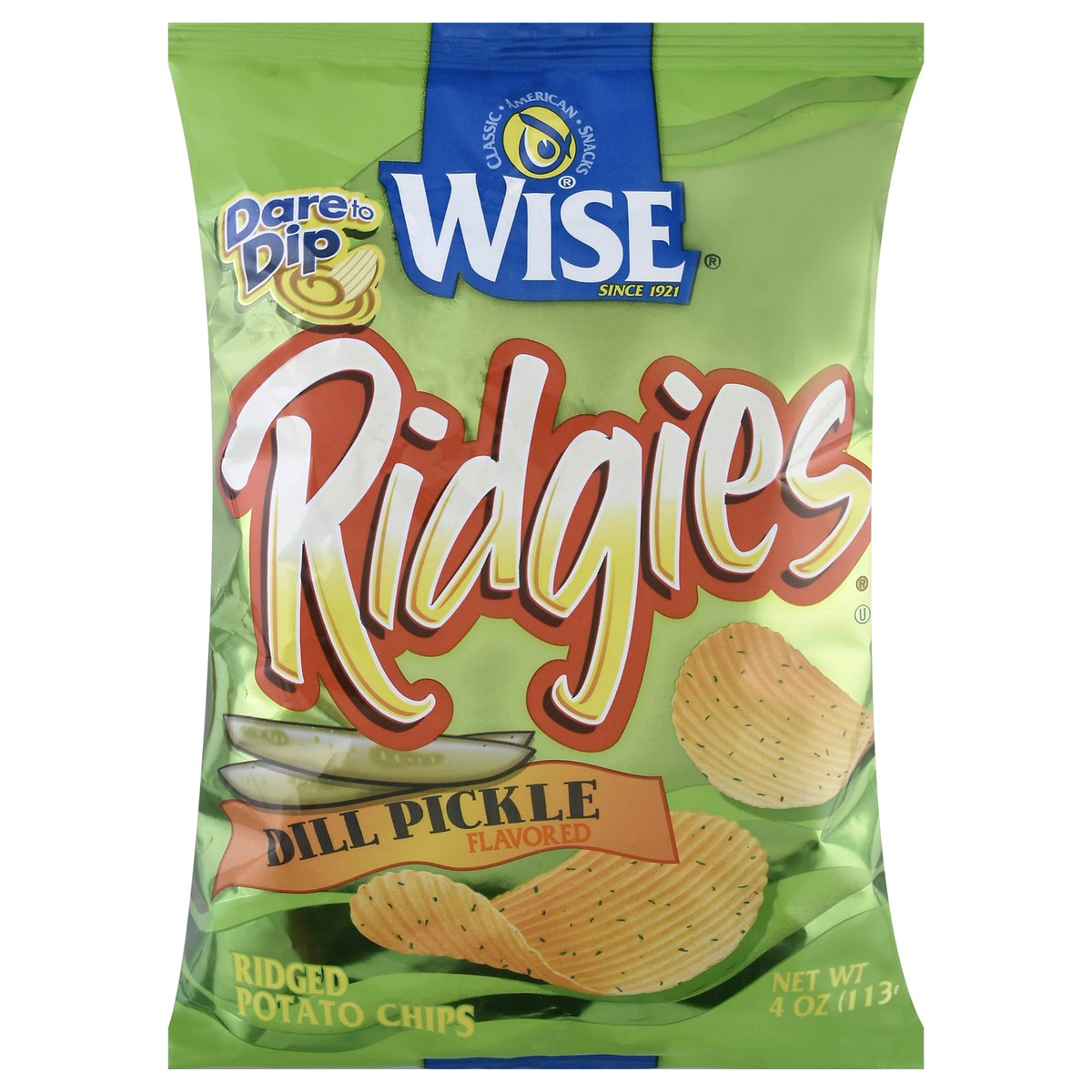 slide 3 of 14, Ridgies Ridged Dill Pickle Flavored Potato Chips 4 oz, 4 oz