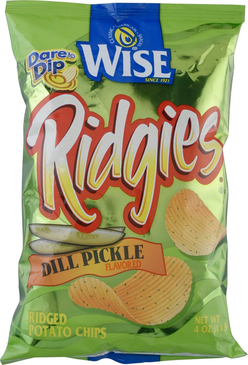 slide 12 of 14, Ridgies Ridged Dill Pickle Flavored Potato Chips 4 oz, 4 oz