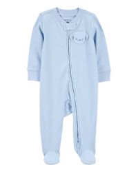 Carter's Baby Dog Pocket 2-Way Zip Ribbed Sleep & Play Pajamas - Blue Blue 3M