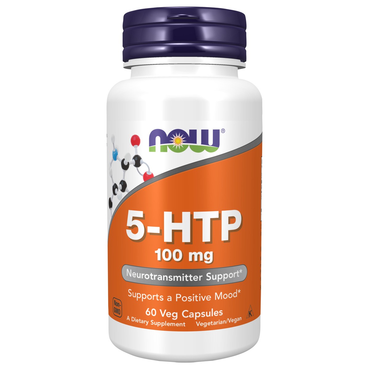 slide 1 of 9, NOW 5-HTP 100 mg - 60 Veg Capsules, 60 ct