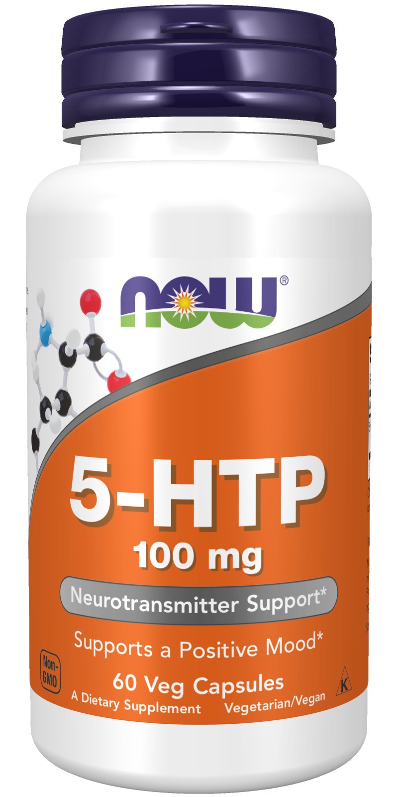 slide 1 of 9, NOW Supplements 5-HTP 100 mg - 60 Veg Capsules, 60 ct