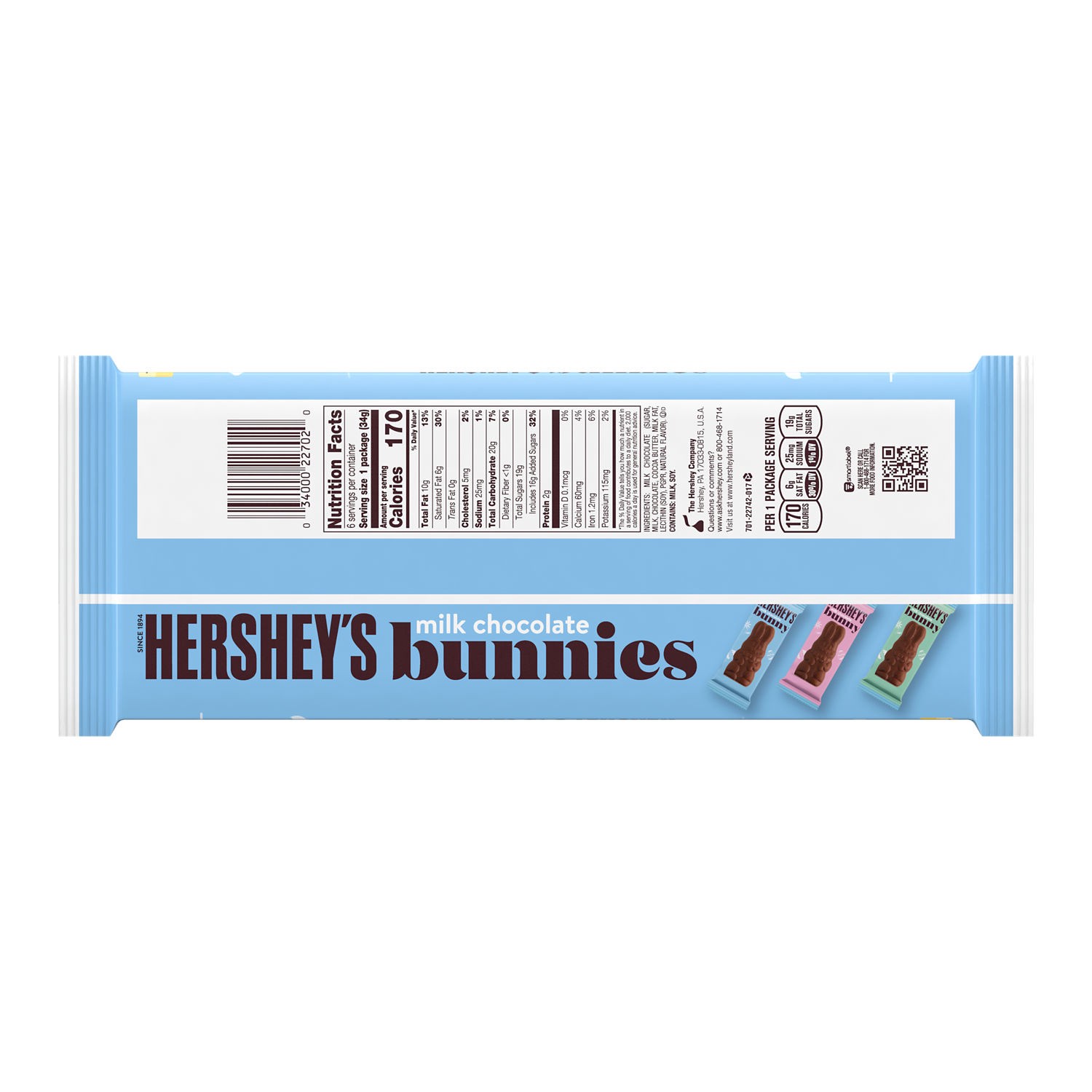 slide 3 of 5, Hershey's Easter Milk Chocolate Bunny, 7.2 oz