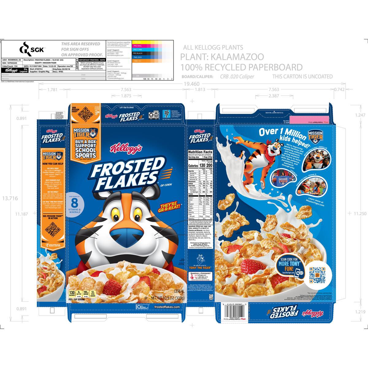 slide 9 of 12, Frosted Flakes Kellogg's Frosted Flakes Cold Breakfast Cereal Original, 10.9 oz, 10.9 oz