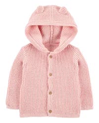 Carter's Baby Hooded Waffle Knit Cardigan - Pink Pink 6M