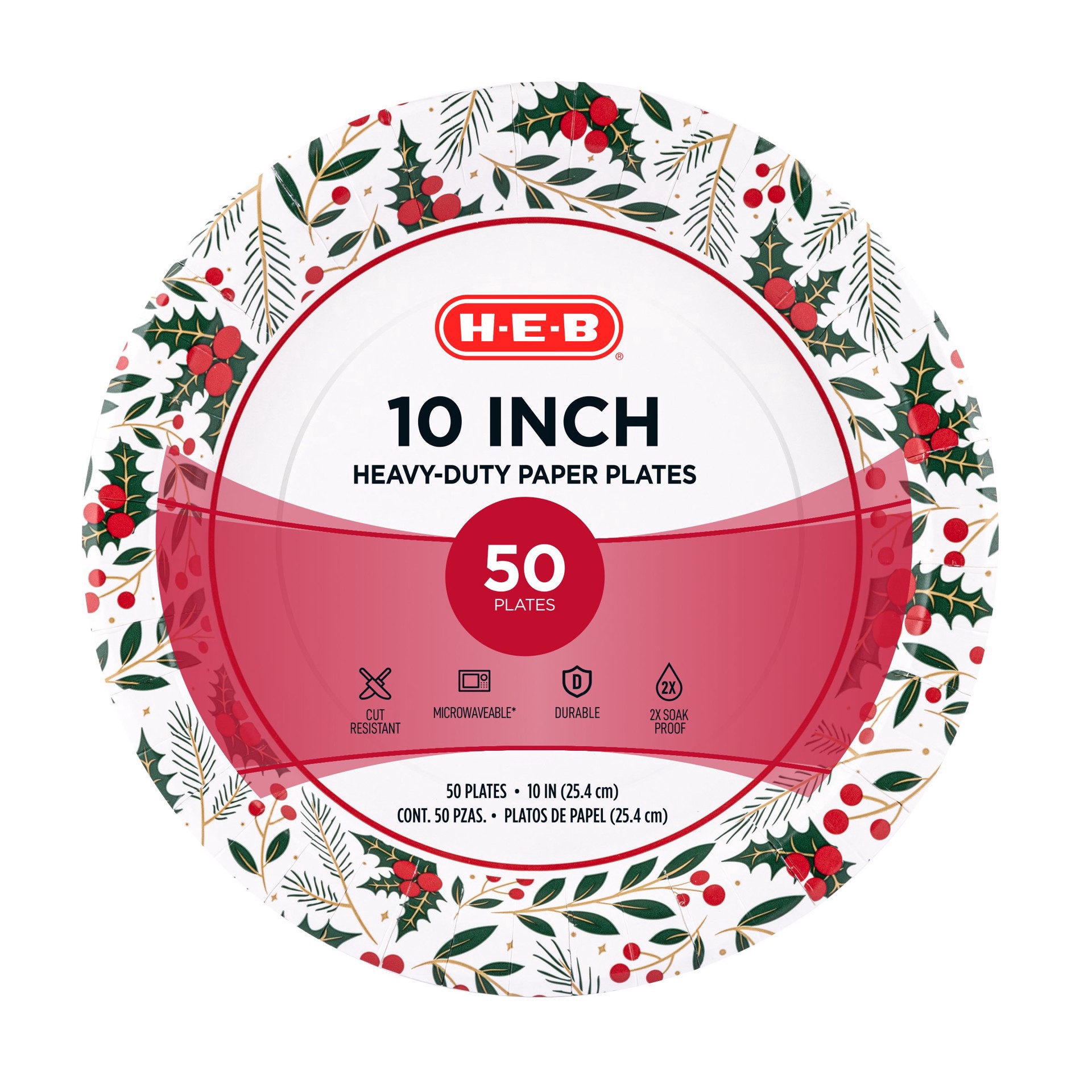 slide 1 of 1, H-E-B 10 in Heavy Duty Seasonal Paper Plates, 50 ct