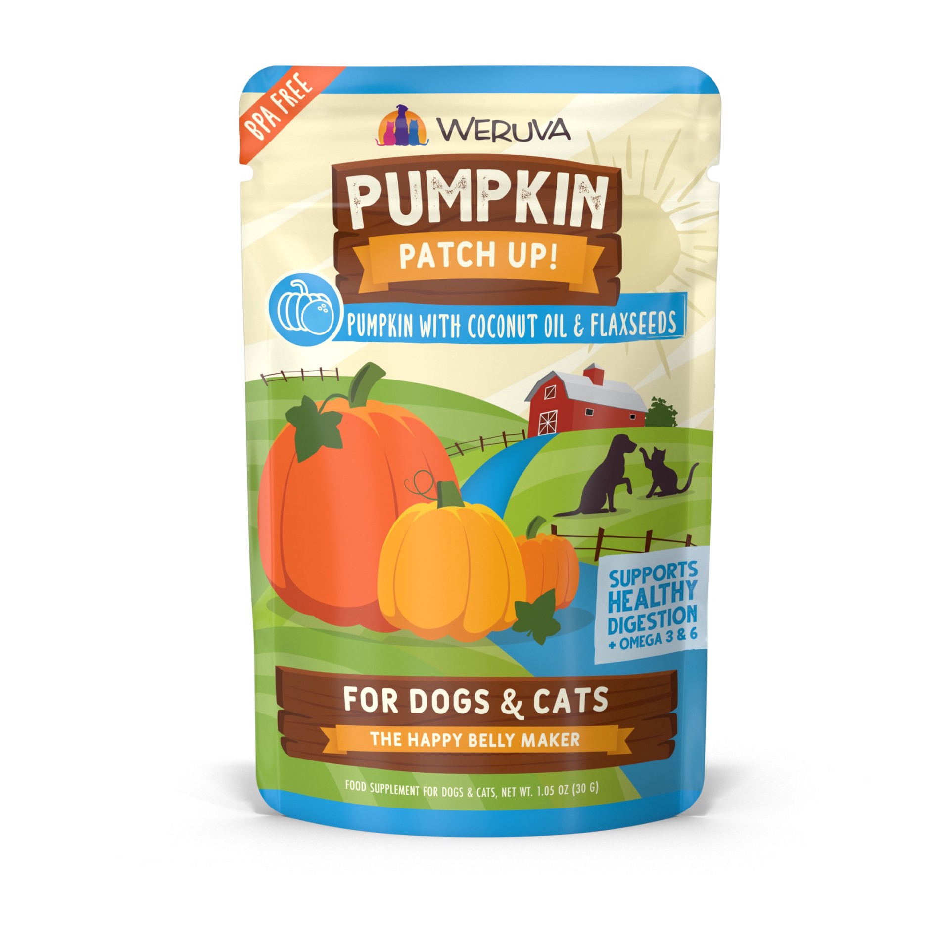 slide 1 of 1, Pumpkin Patch Up! Pureed Pumpkin with Coconut Oil & Flaxseeds Food Supplement for Dogs and Cats, 1.05 oz., 1.05 oz