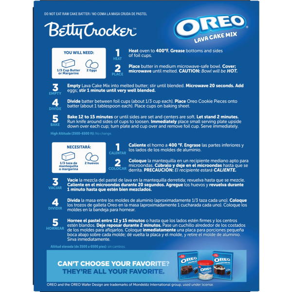 slide 7 of 9, Betty Crocker OREO Lava Cake Mix, Chocolate Lava Cake Baking Mix With OREO Cookie Pieces, 8.3 oz, 8.3 oz