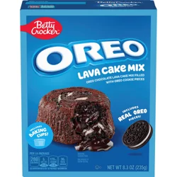 Betty Crocker OREO Lava Cake Mix, Chocolate Lava Cake Baking Mix With OREO Cookie Pieces, 8.3 oz