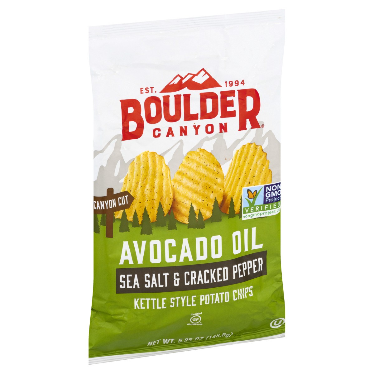 slide 8 of 9, Boulder Canyon Kettle Style Avocado Oil Canyon Cut Sea Salt & Cracked Pepper Potato Chips 5.25 oz, 5.25 oz