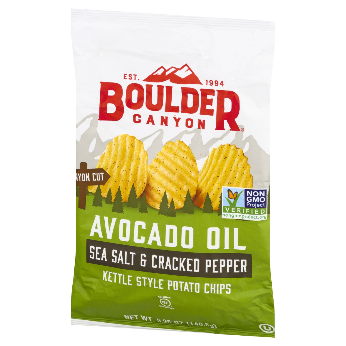 slide 6 of 9, Boulder Canyon Kettle Style Avocado Oil Canyon Cut Sea Salt & Cracked Pepper Potato Chips 5.25 oz, 5.25 oz