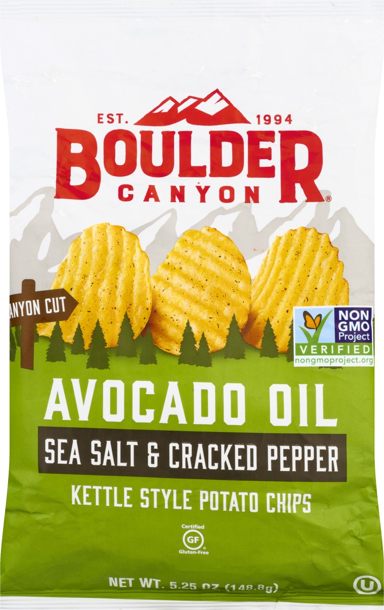 slide 9 of 9, Boulder Canyon Kettle Style Avocado Oil Canyon Cut Sea Salt & Cracked Pepper Potato Chips 5.25 oz, 5.25 oz