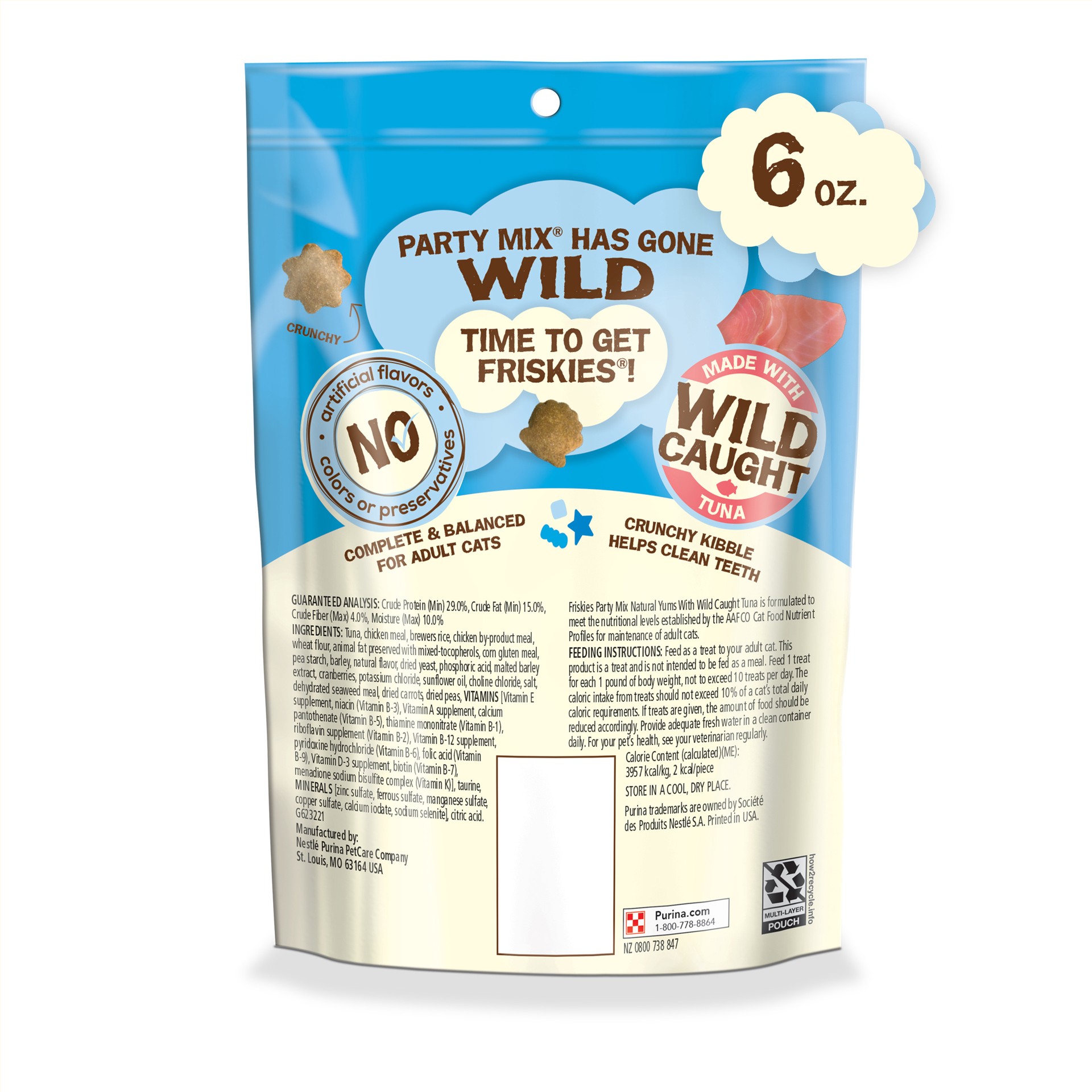 slide 2 of 9, Friskies Purina Friskies Natural Cat Treats, Party Mix Natural Yums With Wild Tuna, 6 oz