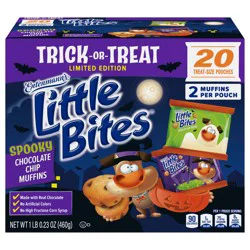 Entenmann's Little Bites Chocolate Chip Halloween Muffins, 20 packs, Treat Size Bags, Chocolate Chip Mini Muffins, 16.23 oz Multipack