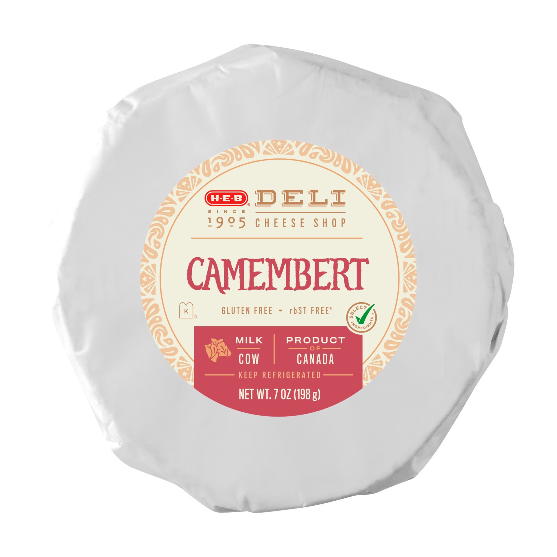 slide 1 of 1, H-E-B Deli Soft Ripened Camembert Cheese Wheel, 7 oz