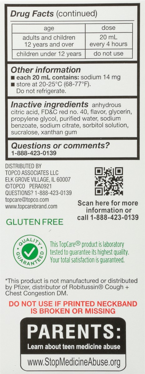 slide 2 of 9, TopCare Health Adult Non-Drowsy Peak Cold Raspberry Flavor Tussin DM 4 fl oz, 4 fl oz