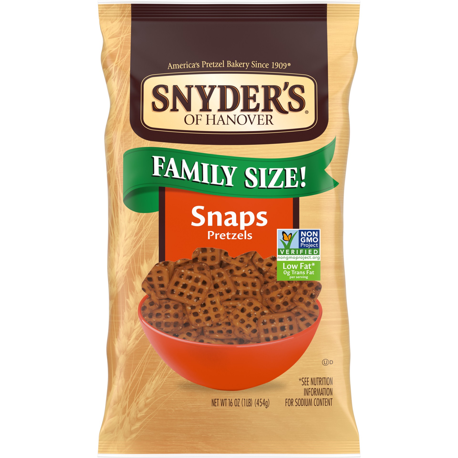 slide 1 of 9, Snyder's of Hanover Pretzel Snaps, Family Size, 16 Oz Bag, 10 ct