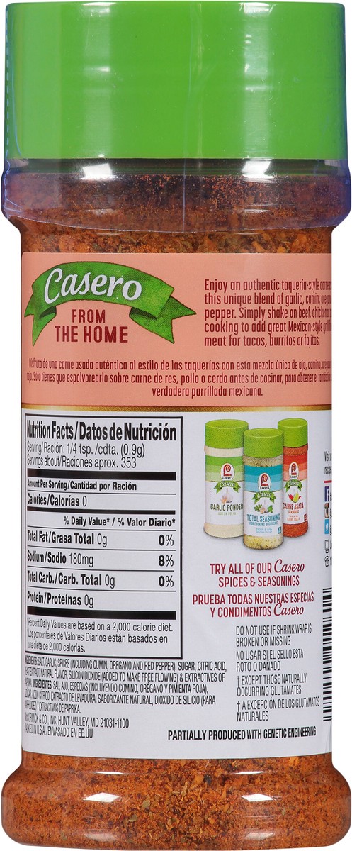 slide 3 of 11, Lawry's Casero Carne Asada Seasoning, 11.25 oz, 11.25 oz