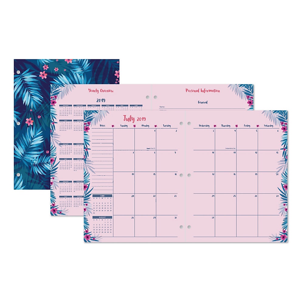 slide 1 of 1, Office Depot Brand Monthly Academic Planner, 8-1/4'' X 10-1/4'', Victorian Aura-Palms, July 2019 To June 2020, 1 ct