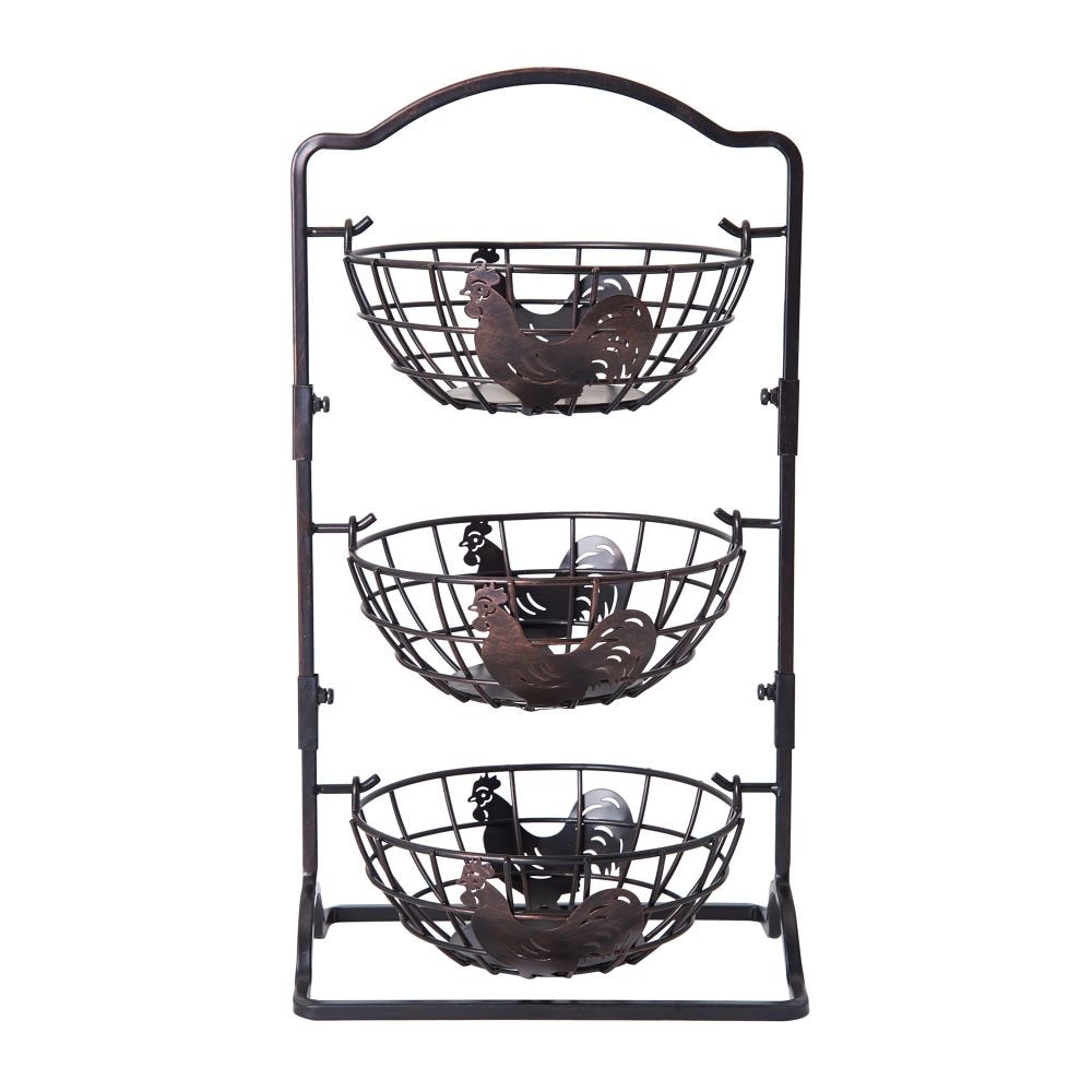 slide 1 of 1, Mikasa Gourmet Basics 3-Tier Rooster Hanging Basket, 17.5 in x 6.75 in