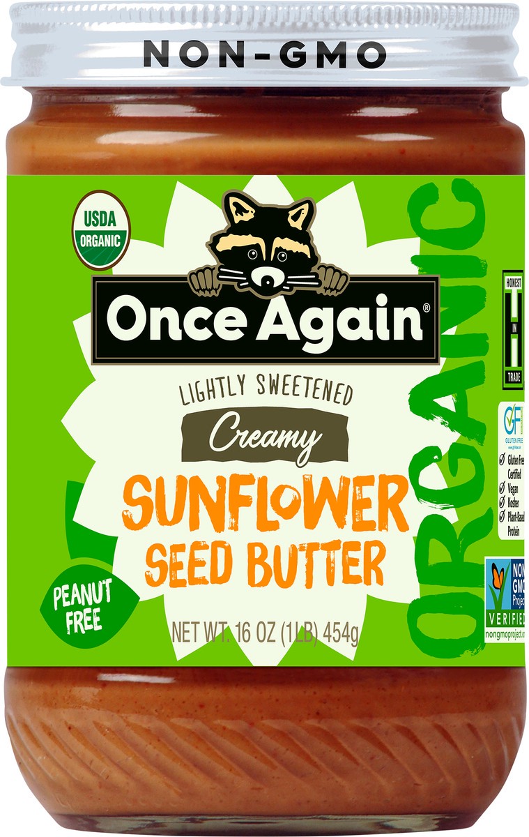 slide 1 of 7, Once Again Lightly Sweetened Creamy Sunflower Seed Butter, 16 oz