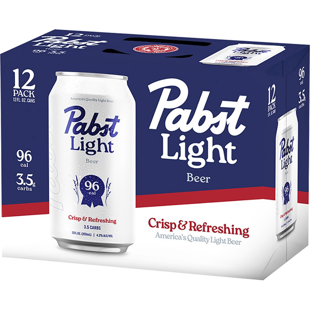 slide 1 of 1, Pabst Light Beer, 12 pack, 12 fl oz Aluminum Cans, 4.2% ABV, Domestic Lager, Milwaukee, WI, 12 ct