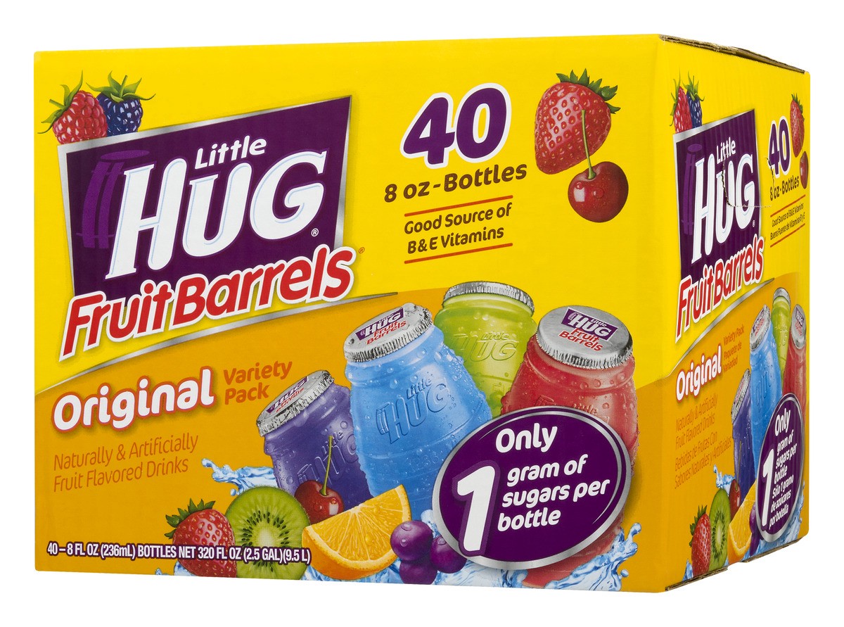 slide 10 of 11, Little HUG Fruit Barrels, Original, Shelf Stable Kids Drinks Variety Pack, 40 Count, 8 fl oz Bottles, 8 fl oz