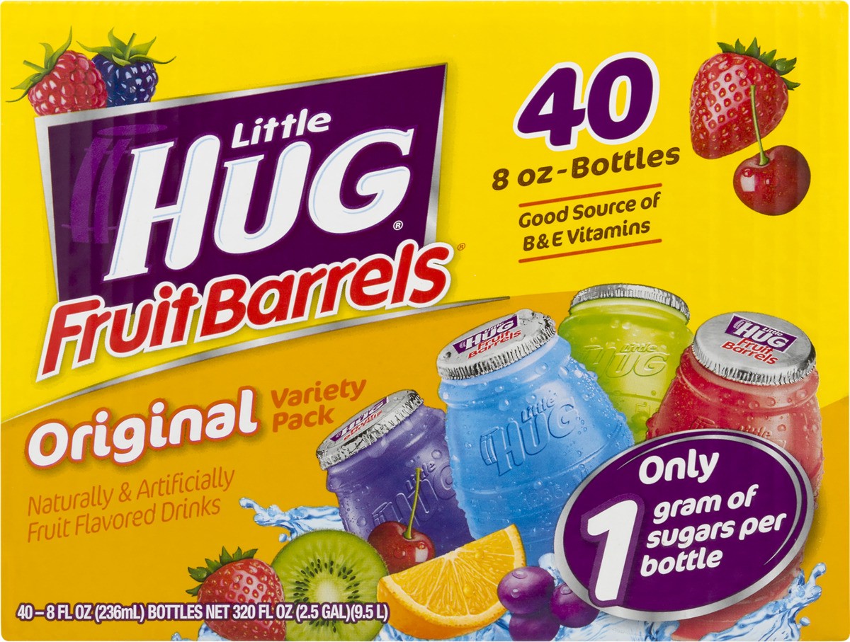 slide 5 of 11, Little HUG Fruit Barrels, Original, Shelf Stable Kids Drinks Variety Pack, 40 Count, 8 fl oz Bottles, 8 fl oz