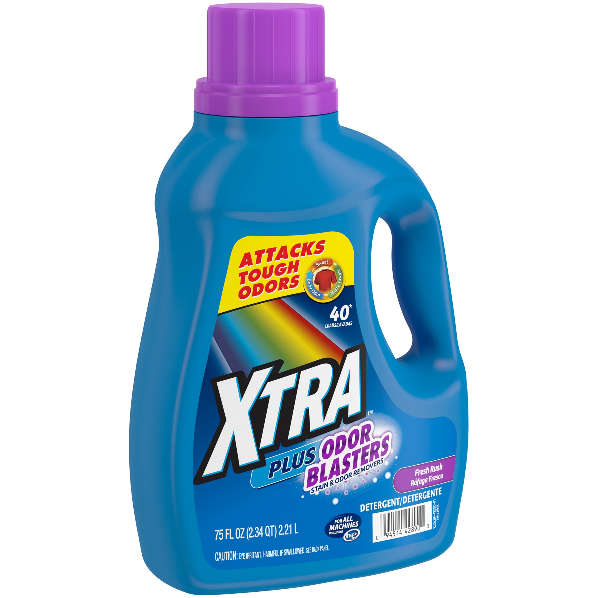 slide 2 of 5, Xtra Plus Odor Blasters Liquid Laundry Detergent, Fresh Rush, 75oz, 75 fl oz